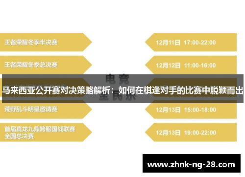 马来西亚公开赛对决策略解析：如何在棋逢对手的比赛中脱颖而出
