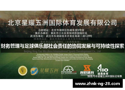 财务管理与足球俱乐部社会责任的协同发展与可持续性探索 财务管理与足球俱乐部社会责任的协同发展与可持续性探索